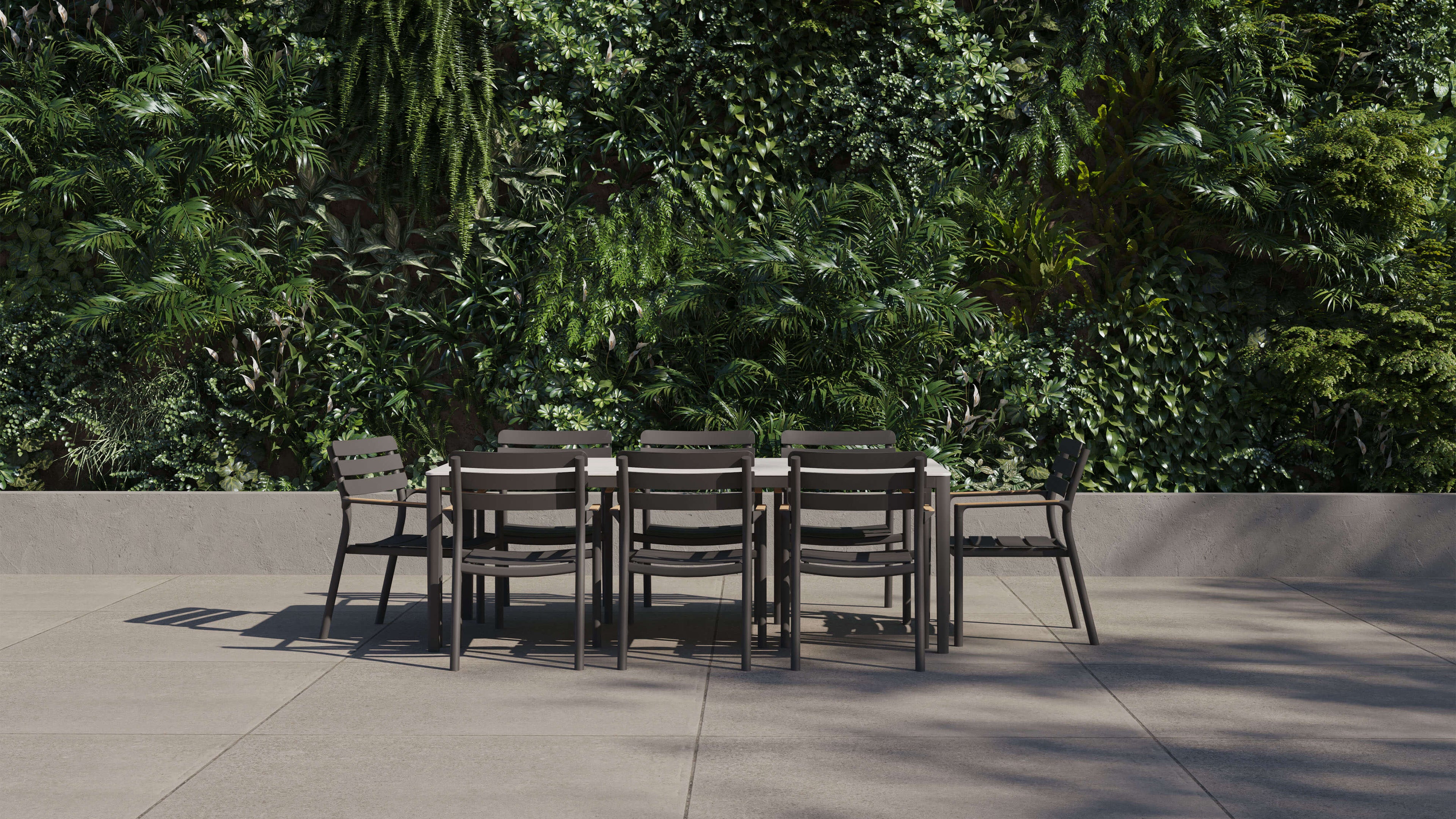 Table à manger d'extérieur OuterStone + 8 fauteuils de salle à manger 595