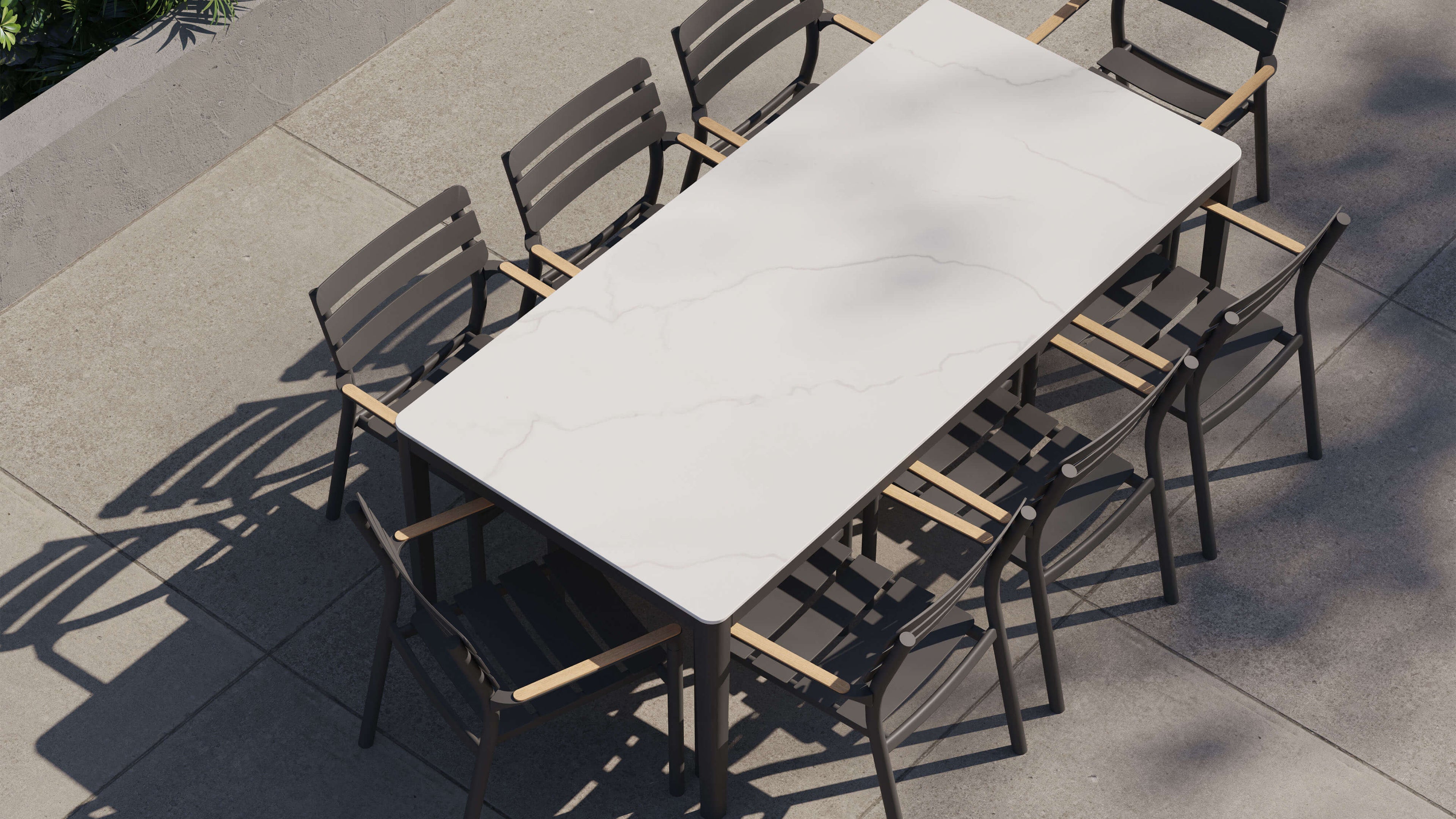 Table à manger d'extérieur OuterStone + 8 fauteuils de salle à manger 595