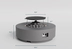 Ensemble de table et foyer en béton avec couvercle pour réservoir de propane - Rond