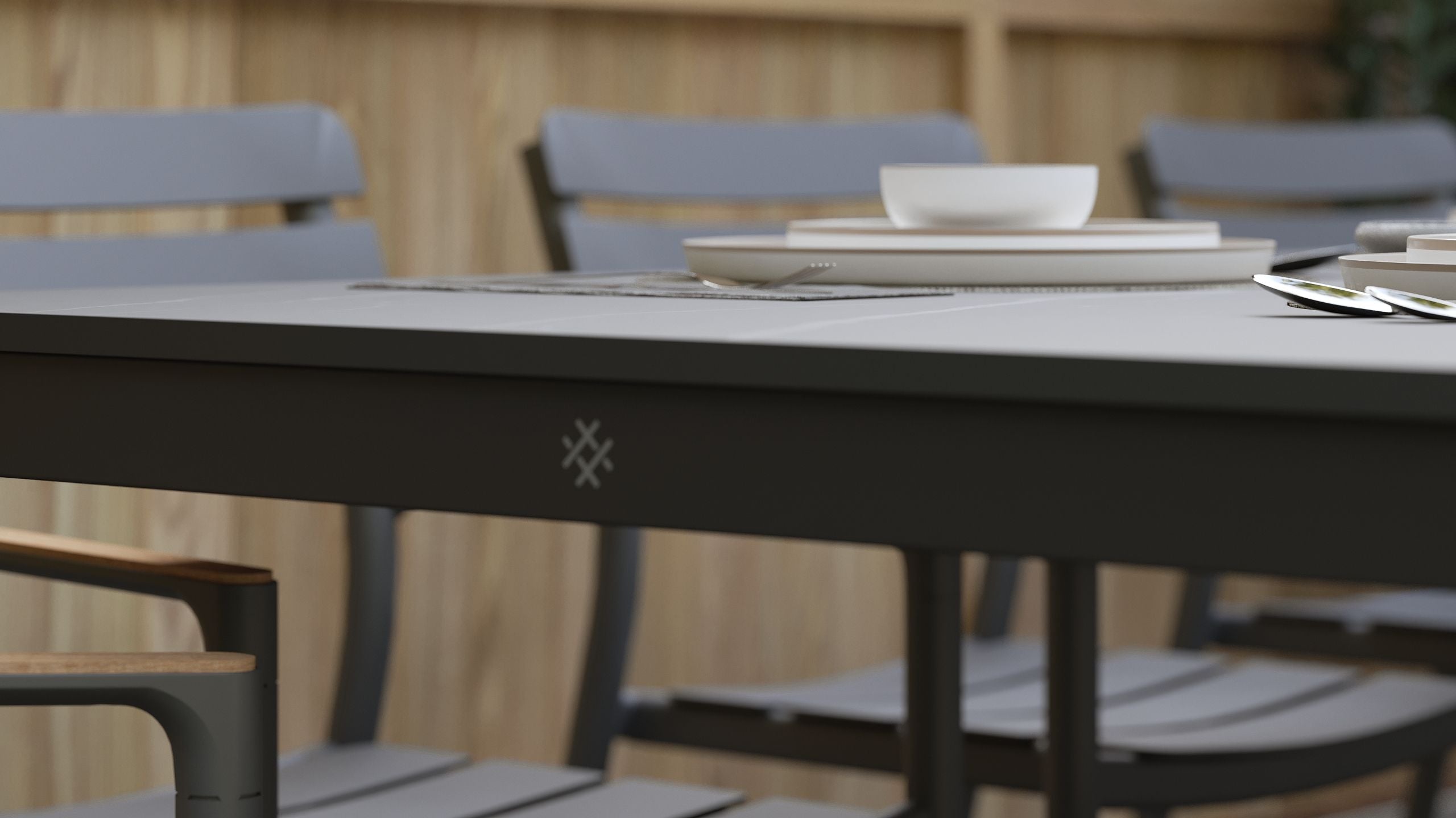 Table à manger d'extérieur OuterStone + 8 fauteuils de salle à manger 595