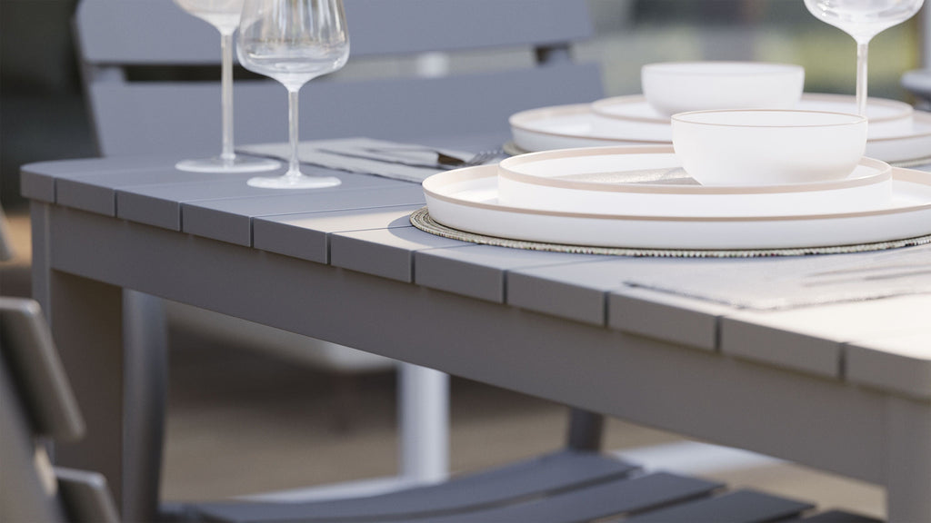 Table à manger carrée d'extérieur en aluminium