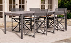 Table à manger rectangulaire d'extérieur en aluminium + 5 chaises de réalisateur en aluminium + banc de salle à manger en aluminium