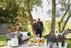 Canapé d'extérieur en osier noir avec fauteuils - 6 places