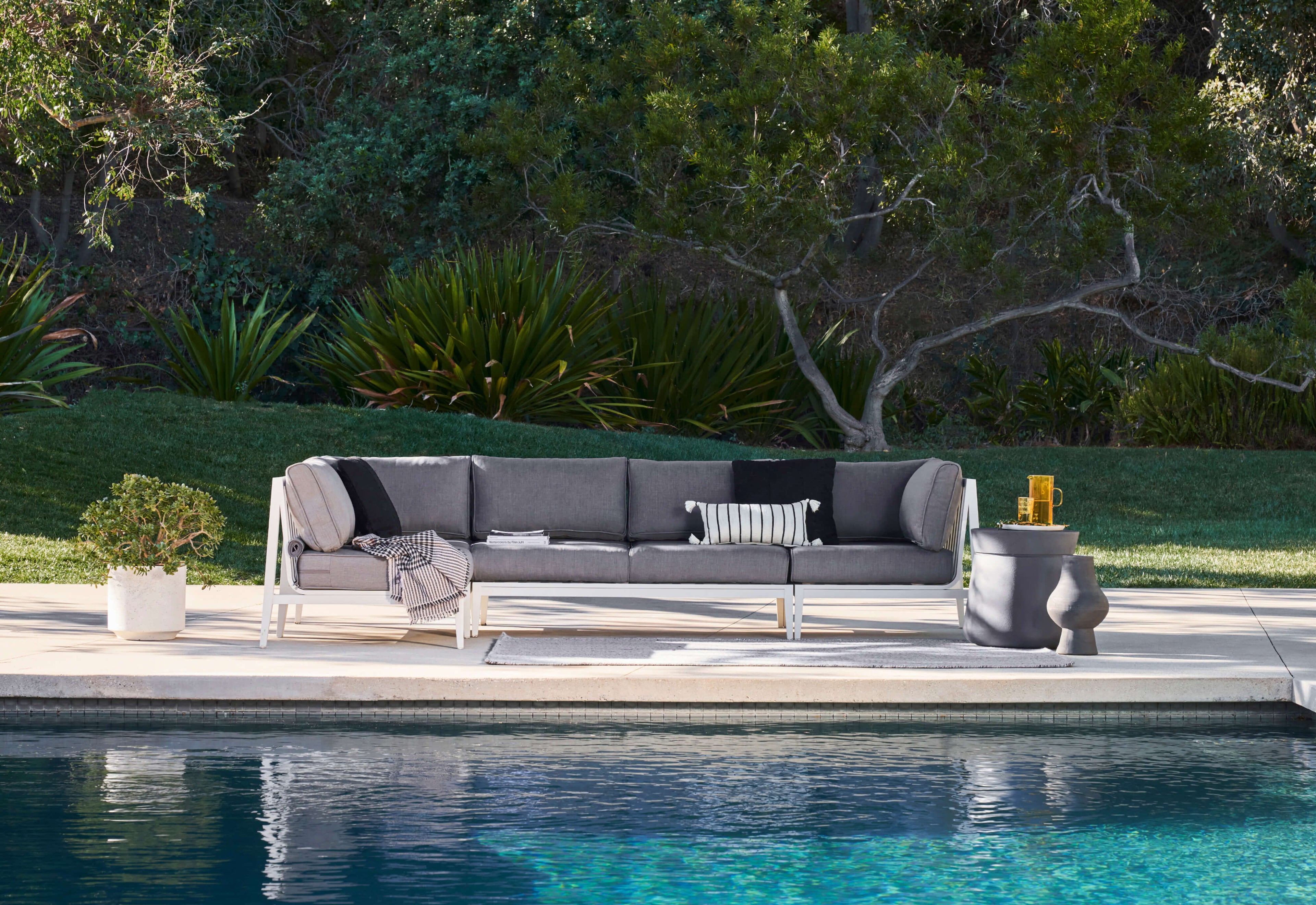 Chaise d'angle d'extérieur en aluminium blanc - Gauche