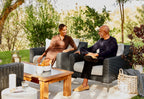Ensemble de conversation avec fauteuils d'extérieur en osier noir