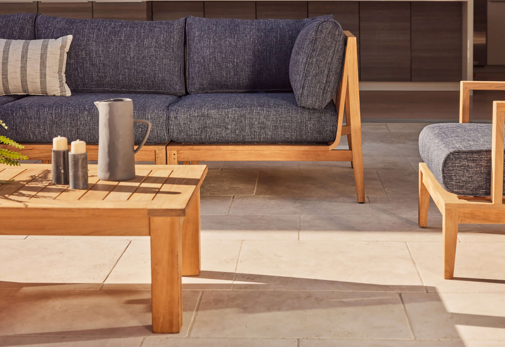 Canapé d'extérieur en teck avec fauteuils sans accoudoirs - 4 places