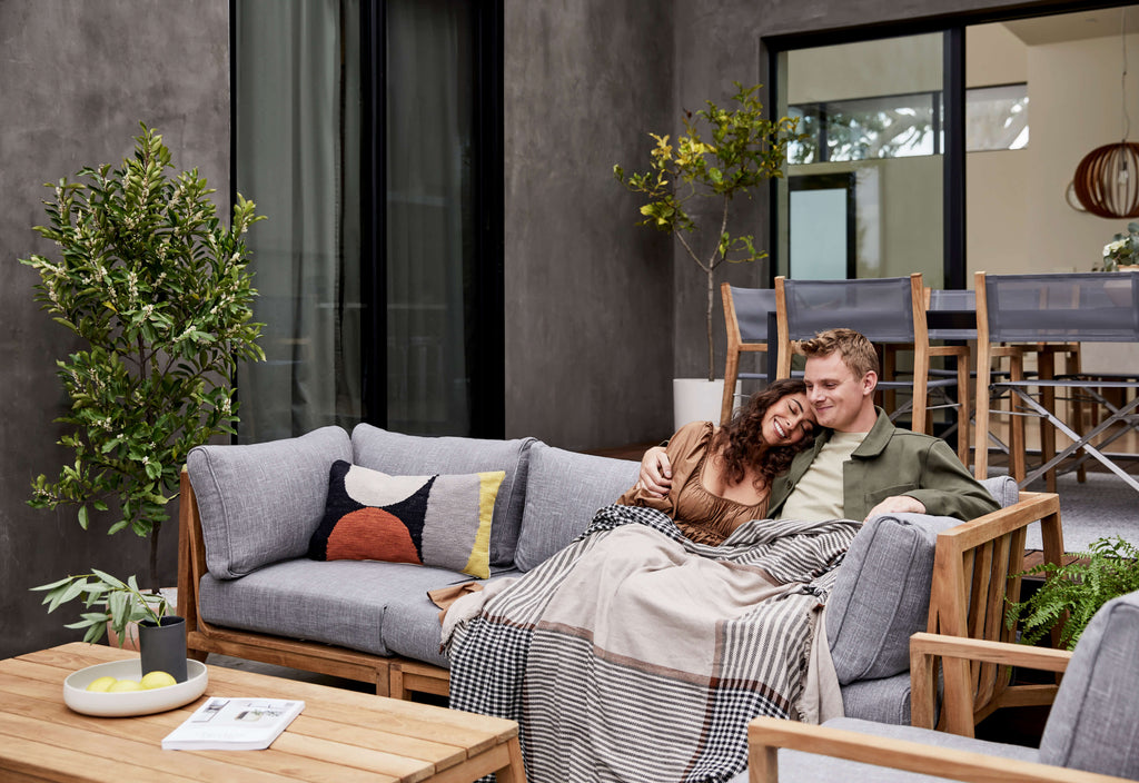 Canapé d'extérieur en teck avec fauteuils - 5 places
