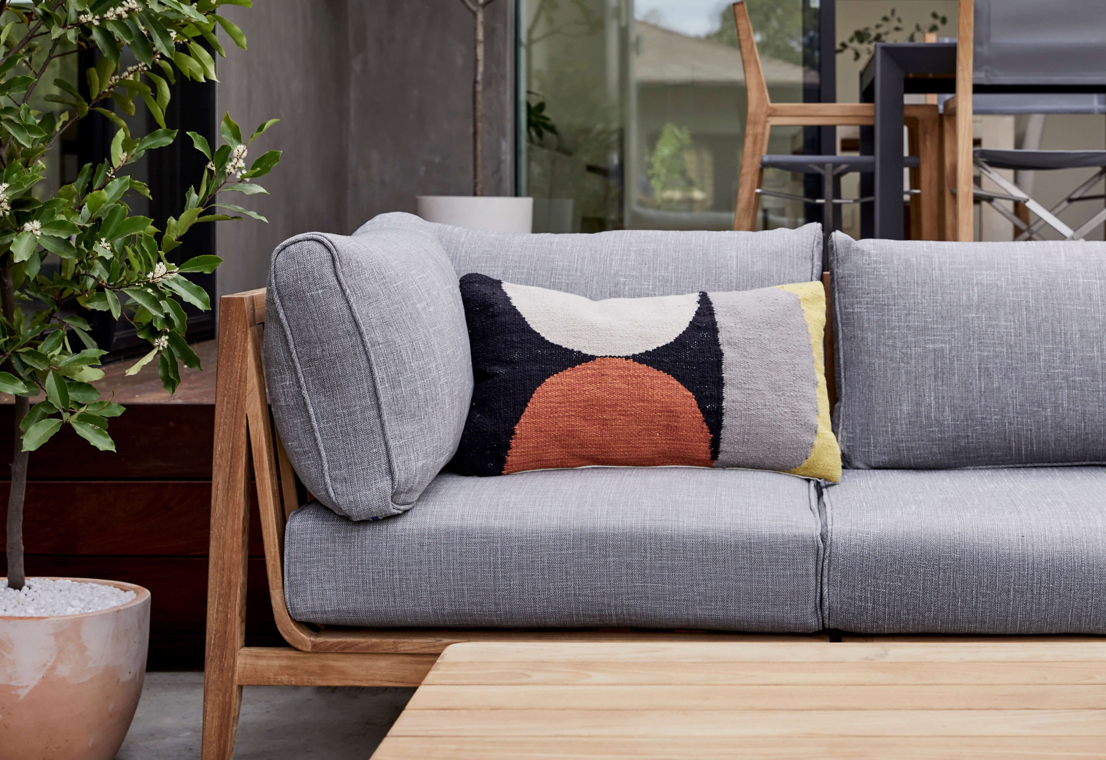 Canapé d'extérieur en teck avec fauteuils - 5 places