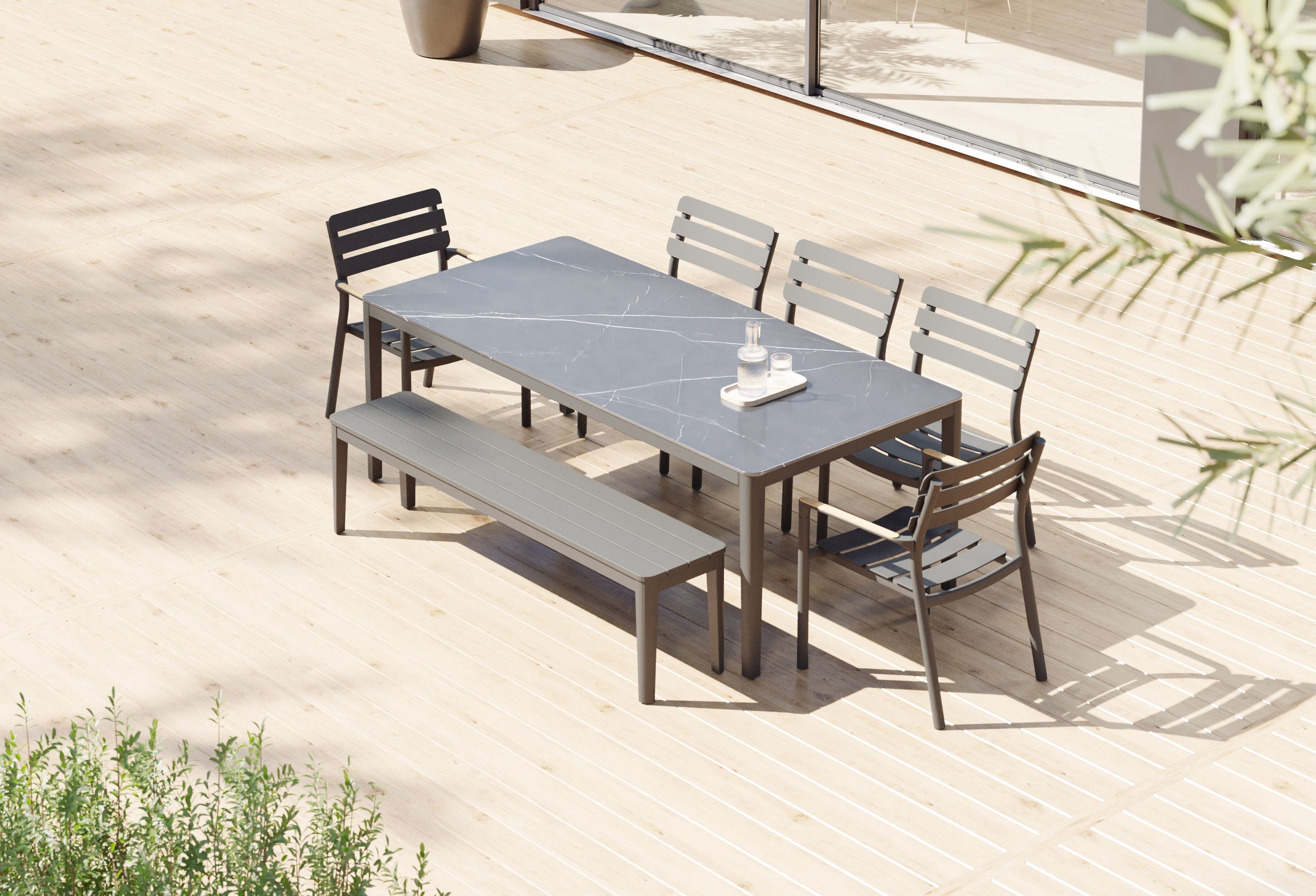 Banc de salle à manger d'extérieur en aluminium