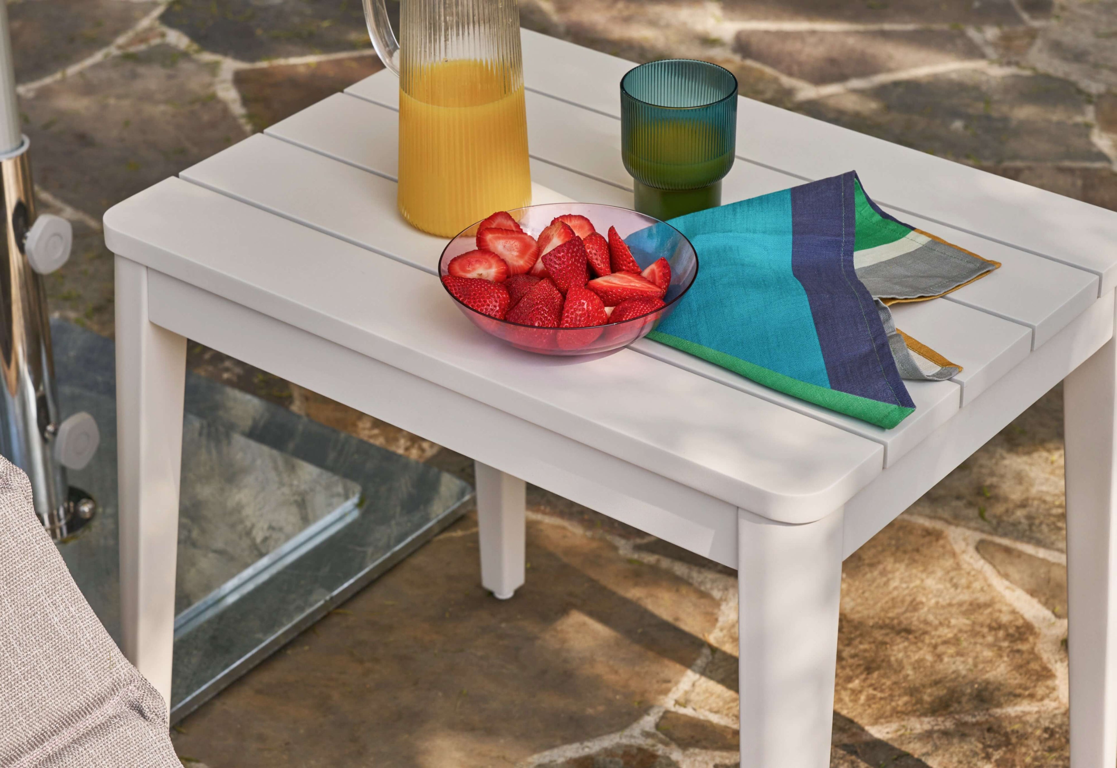 Table d'appoint d'extérieur rectangulaire en aluminium