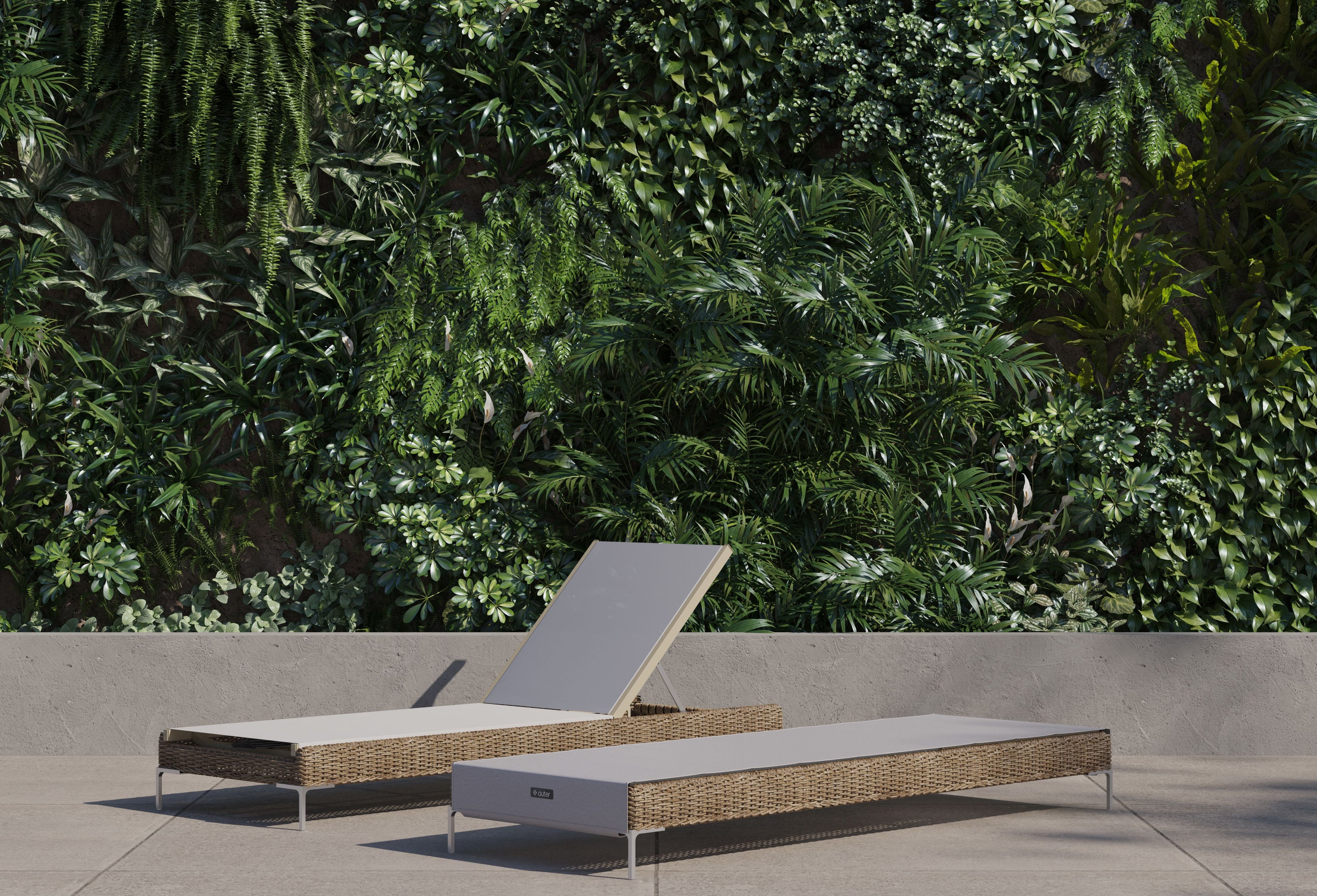 Chaise longue d'extérieur en osier Core