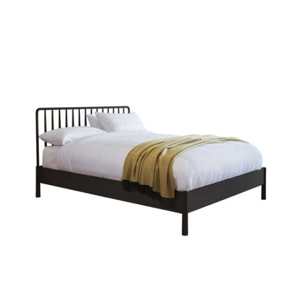 Lit à fuseaux Winchester 152 cm (King Size) | Chêne massif noir | Design scandinave
